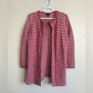 Talbots Red and White Patterned Cardigan